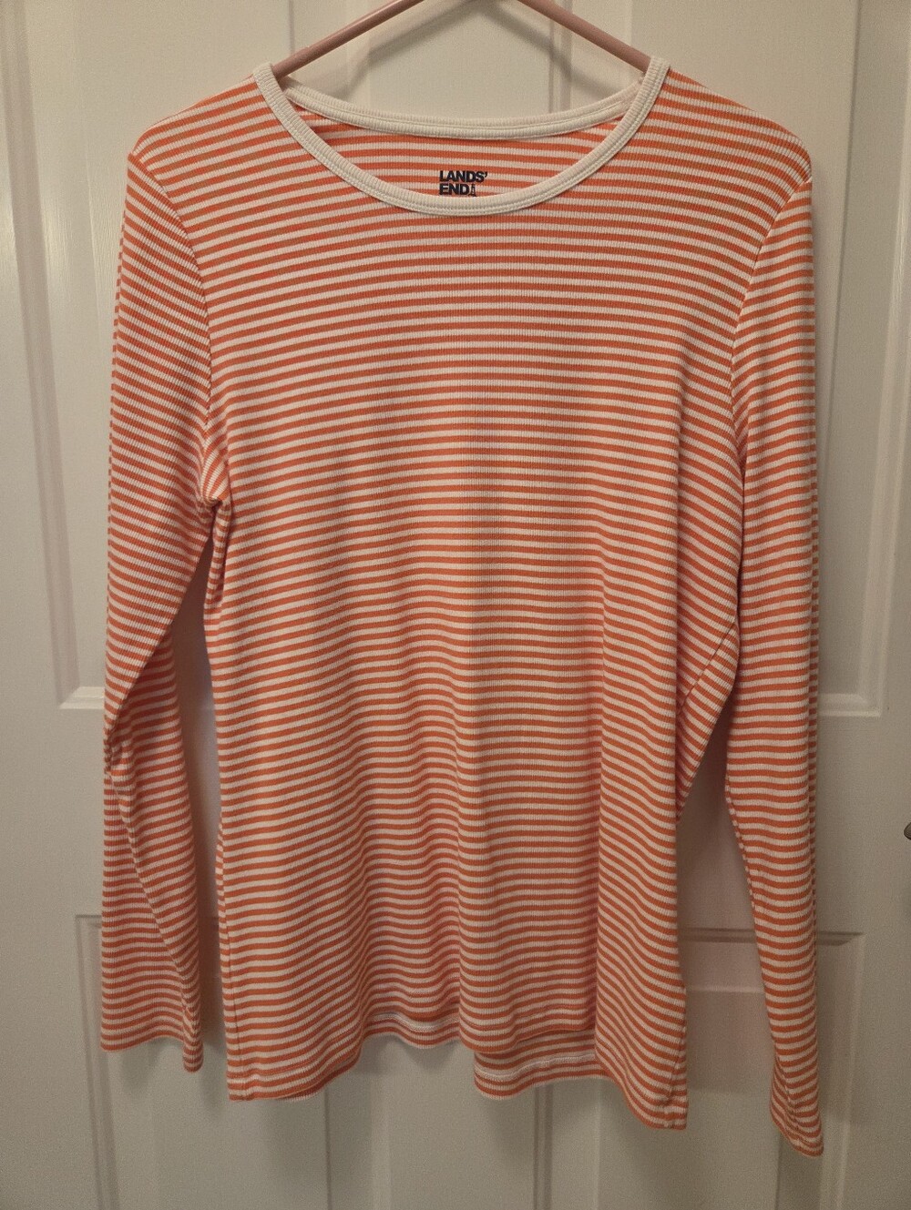 Lands End Women's Long Sleeve Micro Rib T-shirt Size Large
